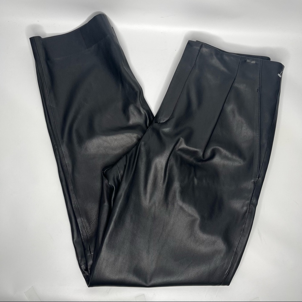 Vince. Black 100% Lamb Leather Tapered Straight Leg Pants Size 8 NWT - Picture 7 of 16